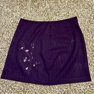 Vintage Purple Pin Stripe and Floral Mini Skirt